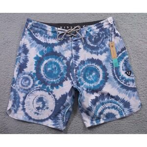 Vissla Shorts Mens Size 32 Blue Shred Head Boardshort Drawstring Pockets NWT